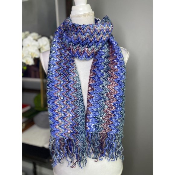Missoni Accessories - Missoni Chevron Wool Mohair Metallic Fringe Scarf